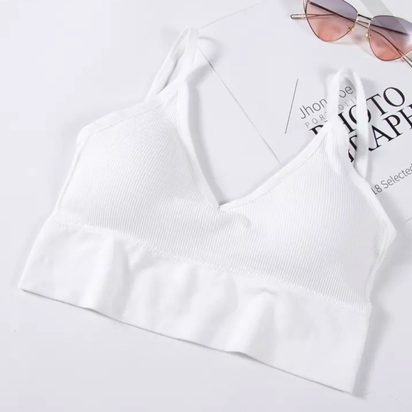 PADDED LOW BACK BRALETTE - WHITE - Picture 2 of 6